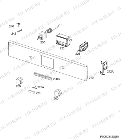 Взрыв-схема плиты (духовки) Zanussi ZZB25601XX - Схема узла Command panel 037